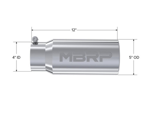 MBRP Universal Tip 5 O.D. Rolled Straight 4 inlet 12 length