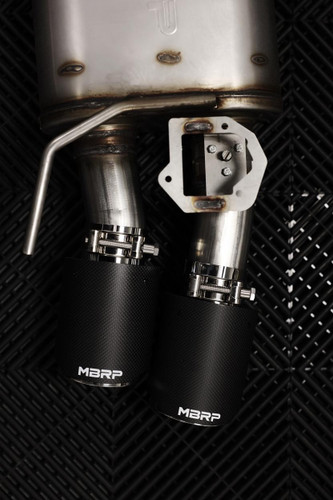 MBRP Cat-Back Exhaust for Ford Mustang 2.3L EcoBoost T304 - Quad Carbon Fiber Stainless Steel Tips