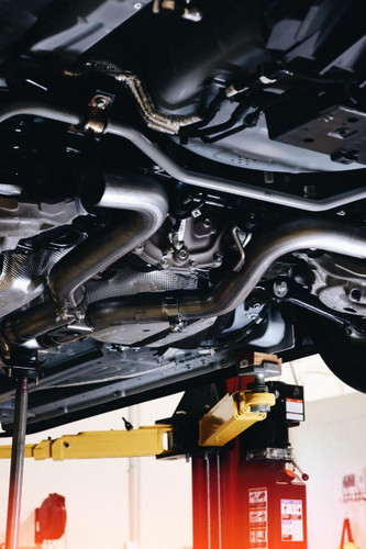 MBRP Cat-Back Exhaust for Ford Mustang 2.3L EcoBoost T304 - Quad Carbon Fiber Stainless Steel Tips