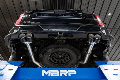 MBRP Cat Back Exhaust for Chevrolet Silverado 1500 6.2L 2019-2021 - Dual Split Rear with Quad Carbon Fiber Tips T304