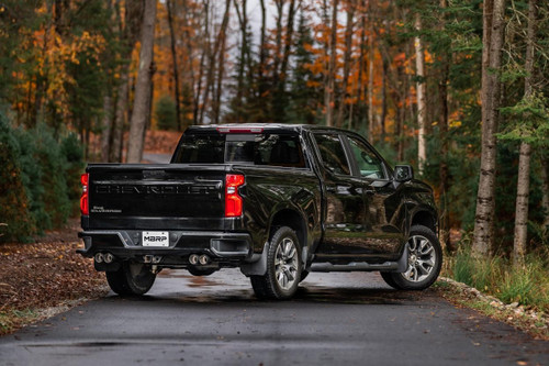 MBRP Cat Back Exhaust for Chevrolet Silverado 1500 6.2L 2019-2021 - Dual Split Rear with Quad Carbon Fiber Tips T304