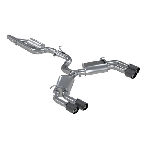 MBRP Quad Split Rear Cat Back for Audi S3 3in w/ Carbon Fiber Tips - T304