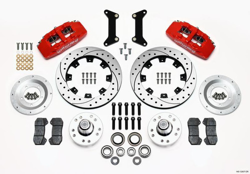 Wilwood Dynapro 6 Front Hub Kit 12.19in Drilled Red for 79-87 GM G Body