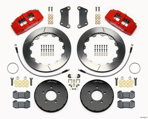 Wilwood Dynapro 6 Front Hat Kit 12.88in Red for 2005-Up Mazda 3 w/ Lines