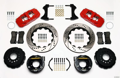 Wilwood AERO4 Rear P-Brake Kit 14.00in Drill Red for 2005-2014 Mustang Wilwood AERO4 Rear P-Brake Kit 14.00in Drill Red for 2005-2014 Mustang