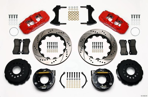 Wilwood AERO4 Rear P-Brake Kit 14.00in Drill Red for 2005-2014 Mustang Wilwood AERO4 Rear P-Brake Kit 14.00in Drill Red for 2005-2014 Mustang