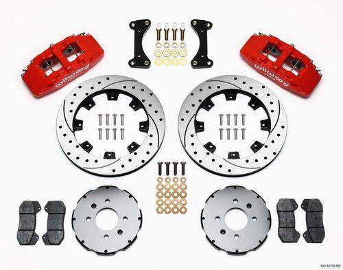 Dynapro 6 Front Hat Kit 12.19in Drilled Red for 94-01 Honda/Acura w/262mm