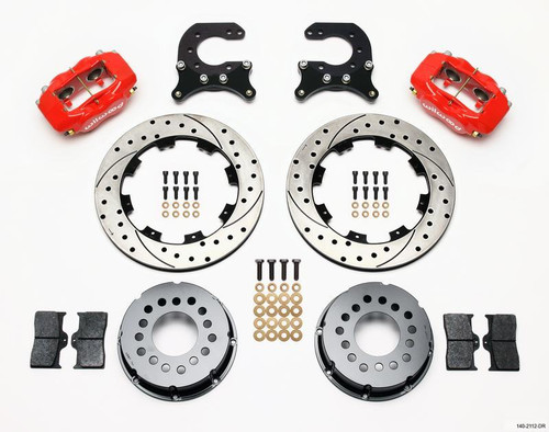 Wilwood Forged Dynalite P/S Rear Kit Drilled Red for Chev 12 Bolt w C-Clips