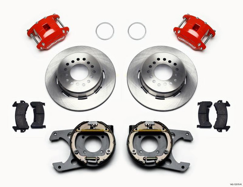 Wilwood D154 P/S Park Brake Kit Red for 12 Bolt 2.75in offset Staggered Shock