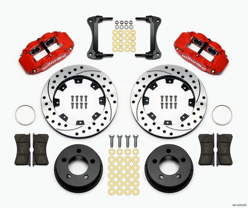 Wilwood Narrow Superlite 4R Front Kit 12.19in Drilled Red for 87-89 Jeep YJ