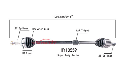 CV Axle Assembly HY10559 - front view
