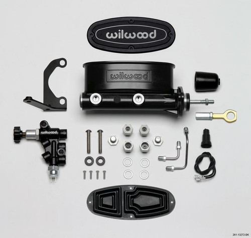 Wilwood HV Tandem M/C Kit w/ L/H Bracket - 7/8in Bore Black for Early Mustang