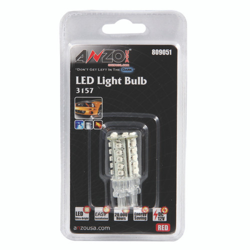 ANZO LED Bulbs 3157 Red - 30 LEDs 2in Tall for Universal | 809051