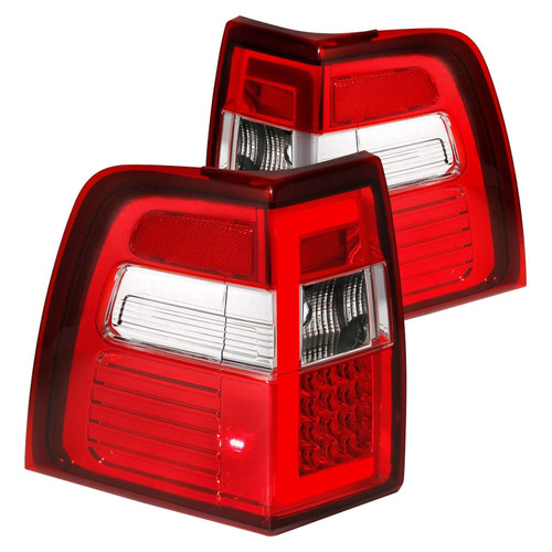 ANZO LED Tail Lights w/Light Bar Chrome Red/Clear for Ford Expedition | 311410