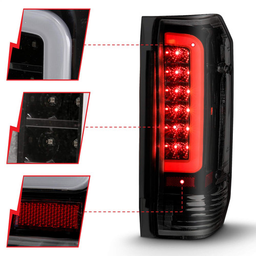 ANZO LED Tail Lights Black Housing Smoke Lens (Pair) for Ford F-150 | 311351