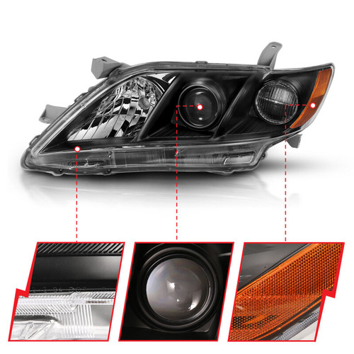 ANZO Projector Headlight Black Amber for Toyota Camry | 121539
