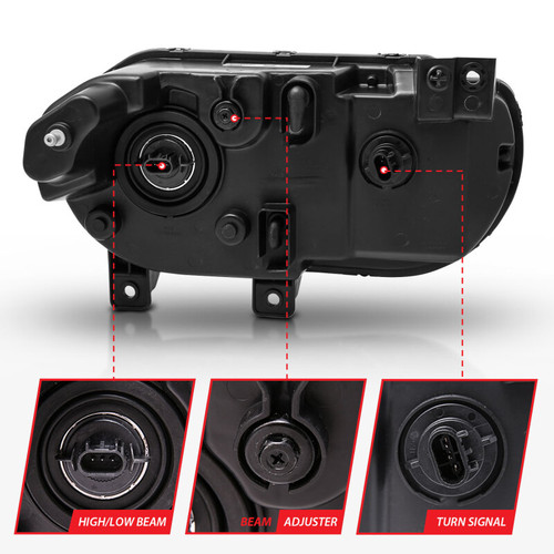 ANZO Crystal Headlights Black for Dodge Challenger | 121526