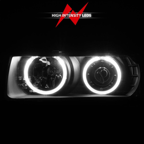 ANZO Projector Headlights w/ Halo Black G2 1 pc for BMW 3 Series E36 | 121325