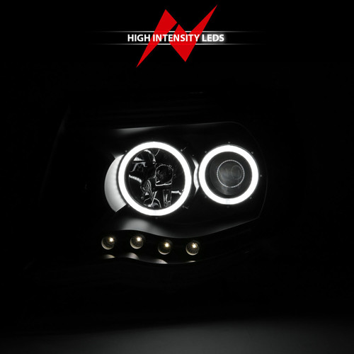ANZO Projector Headlights w/ Halo Black for Toyota Tacoma | 121282