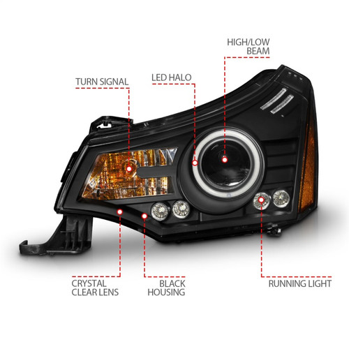 ANZO Projector Headlights Black for Ford Focus | 121272