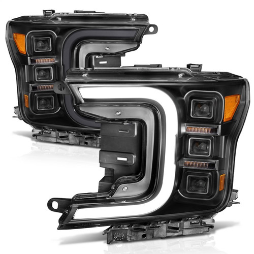 ANZO Full Led Projector Smoke Bar Style Headlights Black Amber for Ford F-150