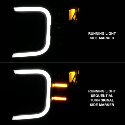 ANZO Full Led Projector Smoke Bar Style Headlights Black Amber for Ford F-150