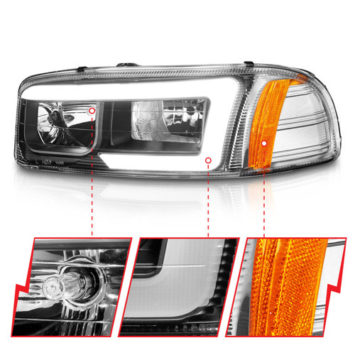ANZO Headlights Black Amber (w/C Light Bars) for GMC Sierra/Denali | 111522
