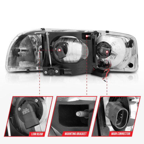 ANZO Headlights Black Amber (w/C Light Bars) for GMC Sierra/Denali | 111522