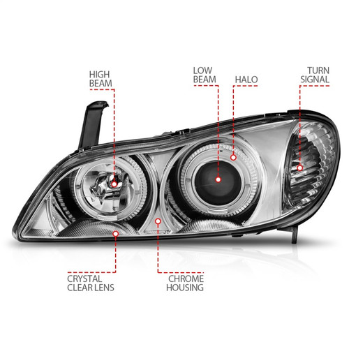 ANZO Projector Headlights w/ Halo Chrome for Infiniti I30 | 121078
