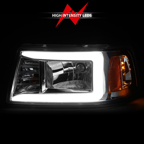 ANZO Crystal Headlights w/ Light Bar Chrome Housing for Ford Ranger | 111512