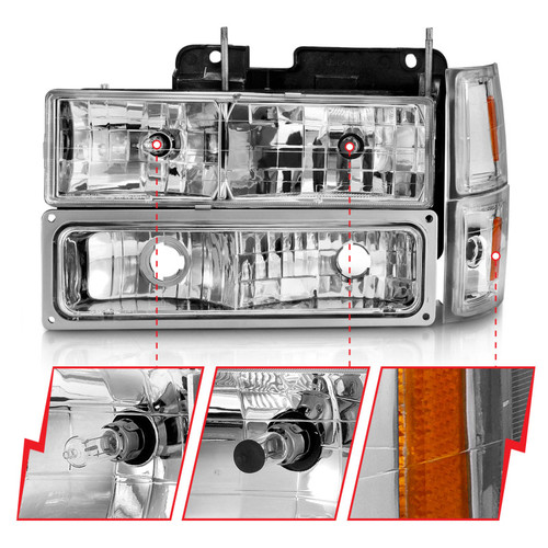 ANZO Crystal Headlights Chrome w/Signal Markers for Chevrolet C1500 | 111506