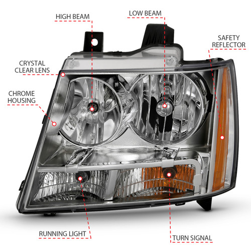 ANZO Crystal Headlight Chrome Amber (OE) for Chevy Tahoe | 111475