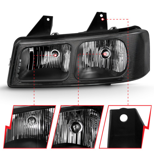 ANZO Crystal Headlight Black for Chevy Express | 111474