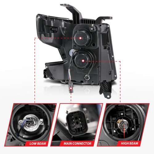 ANZO Projector Headlights Plank Style Black w/DRL for Chevy Tahoe | 111492