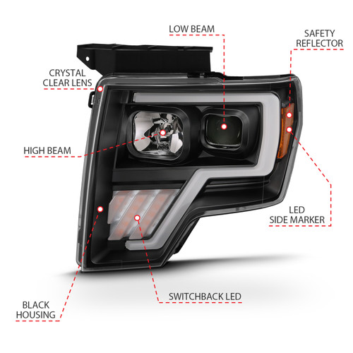 ANZO Projector Light Bar G4 Switchback H.L. Black Amber for Ford F-150 | 111469