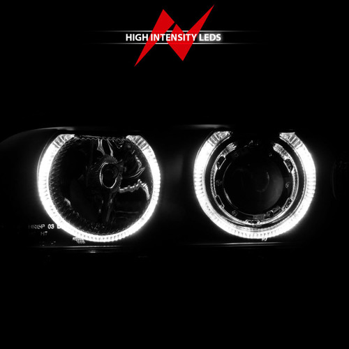ANZO Projector Headlights w/ Halo Black for BMW 5 Series | 121017