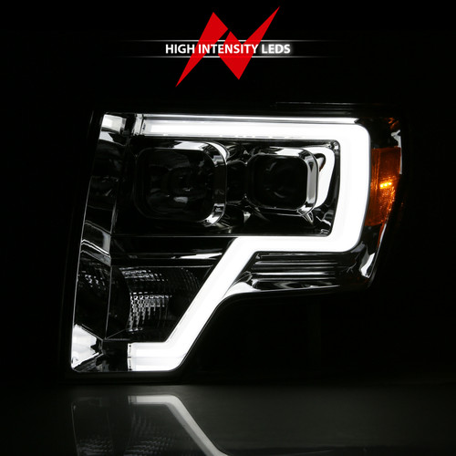 ANZO Projector Headlight Plank Style Chrome Amber for Ford F-150 | 111444