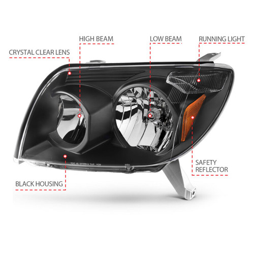 ANZO Crystal Headlights Black for Toyota 4Runner | 111394