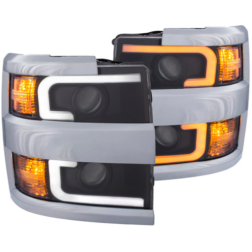 ANZO Proj Headlights Blk w/Chrome Rim for Chevrolet Silverado 2500HD | 111365