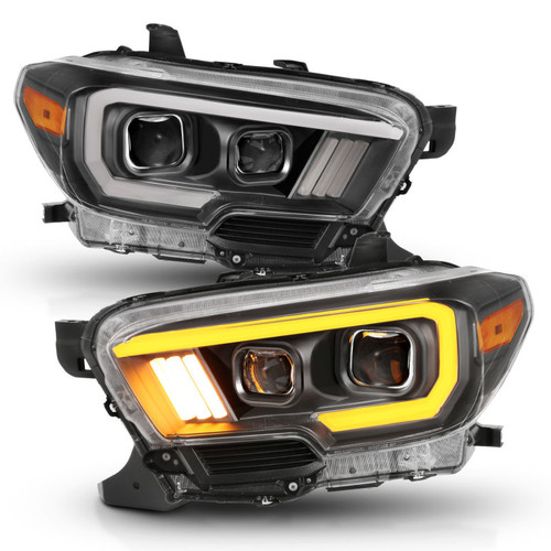 ANZO Proj Headlights Plank Swtchbk Blk Amber DRL for Toyota Tacoma | 111397