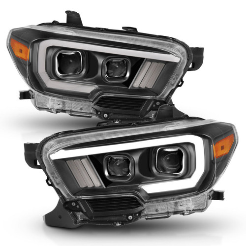 ANZO Proj Headlights Plank Swtchbk Blk Amber DRL for Toyota Tacoma | 111397