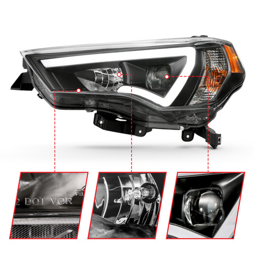 ANZO Plank Style Projector Headlights Black w/ Amber for Toyota 4 Runner