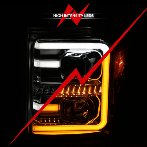 ANZO Proj Headlights Plank Swtchbk Chrome w/Amber for Ford F-250/F-350/F-450