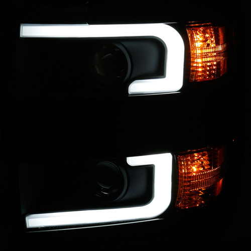 ANZO Proj Headlights Plank Blk w/Amber for Chevrolet Silverado 2500/3500