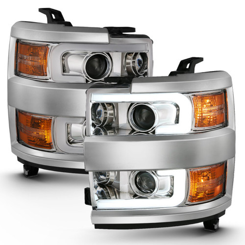 ANZO Proj Headlights Plank Chrome w/Amber for Chevrolet Silverado | 111360
