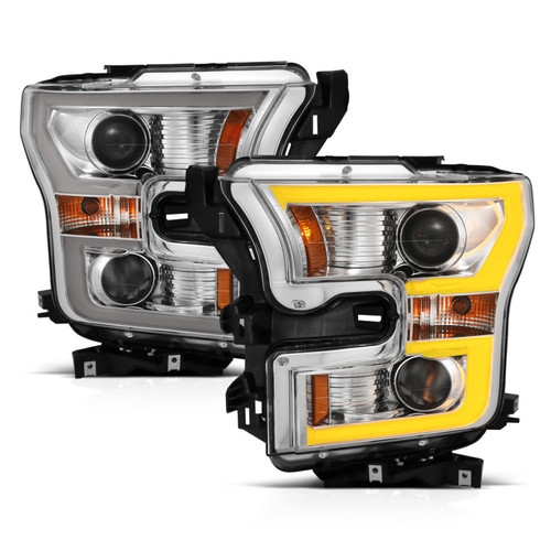ANZO Proj Headlights Plank Swtchbk Chrome Amber for Ford F-150 | 111358