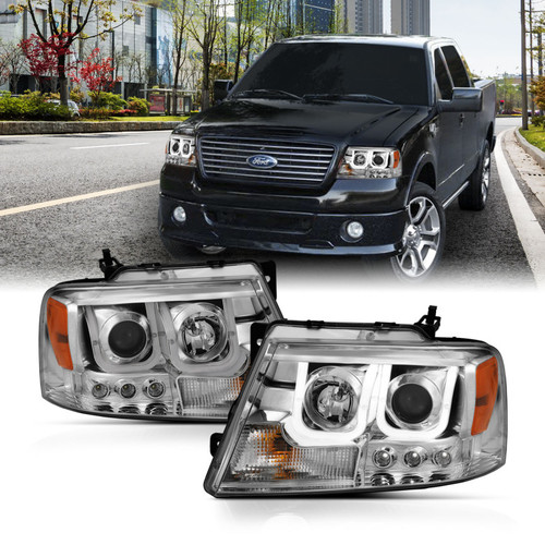 ANZO Projector Headlights w/ U-Bar Chrome for Ford F-150 | 111287