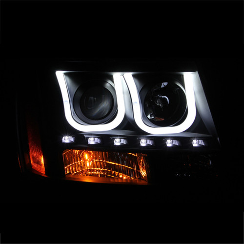ANZO Projector Headlights w/ U-Bar Black for Chevrolet Avalanche | 111273