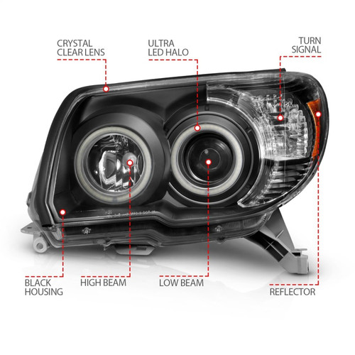 ANZO Projector Headlights w/ Halo Black for Toyota 4Runner | 111320