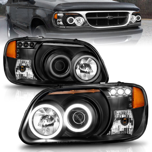 ANZO Projector Headlights w/ Halo Black 1 pc for Ford Explorer | 111132
